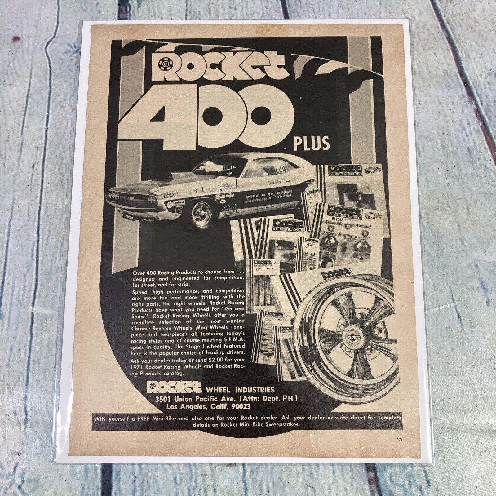 Vintage 1971 Print Ad Rocket Racing Wheels Hot Rods Rims Magazine Advertisement