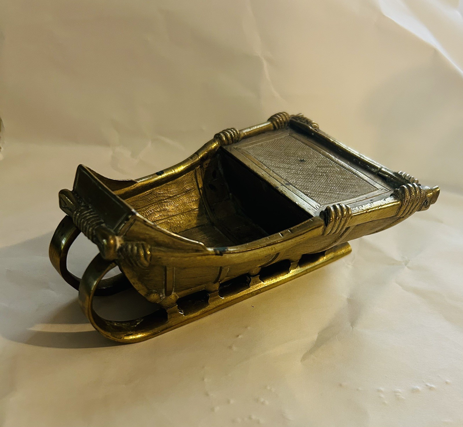 19c. RUSSIAN SLEIGH GILDED GOLD Tone Miniature Sled Rare