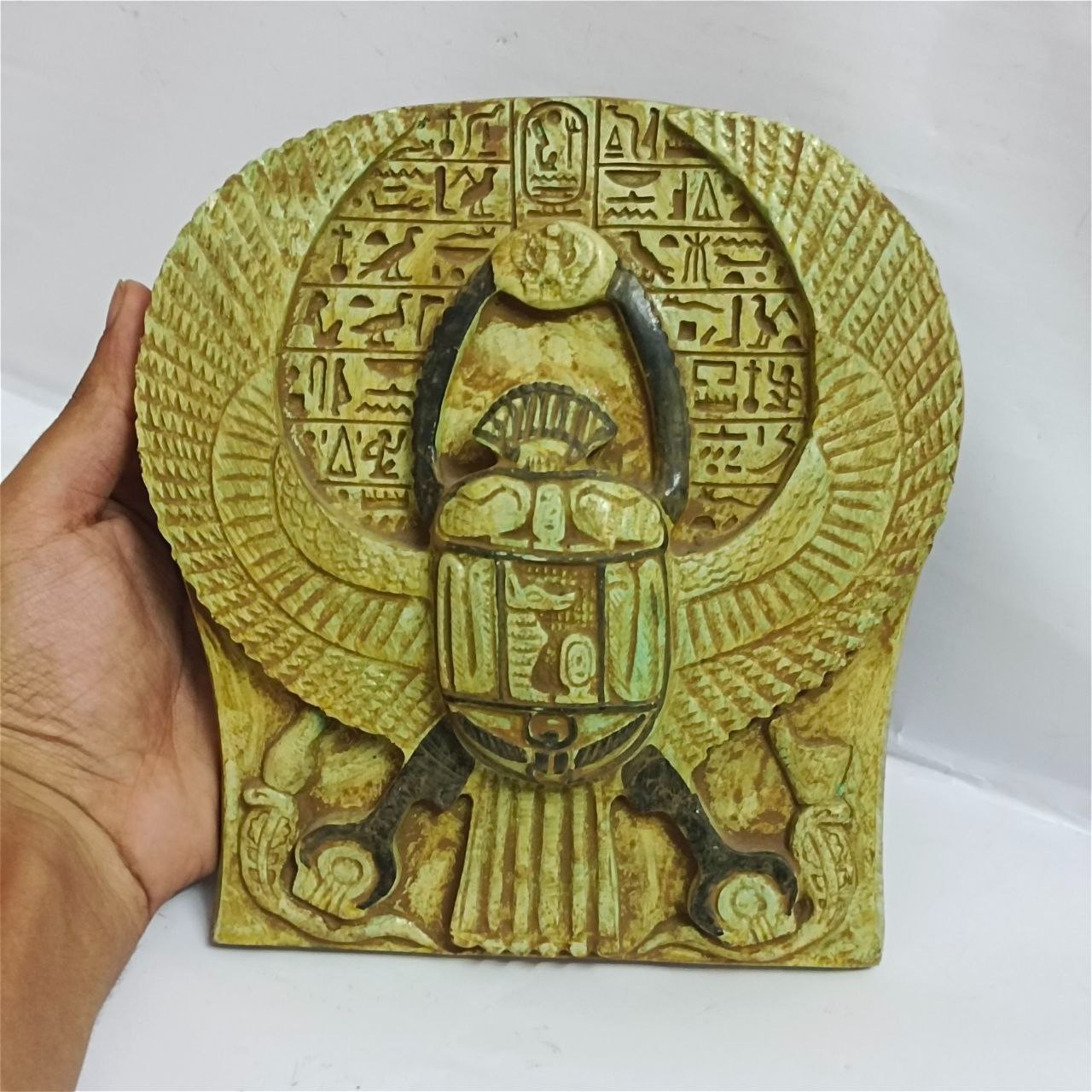 Vintage Egyptian Scarab Carving Ancient Egypt Style, Hieroglyphic Heritage Decor