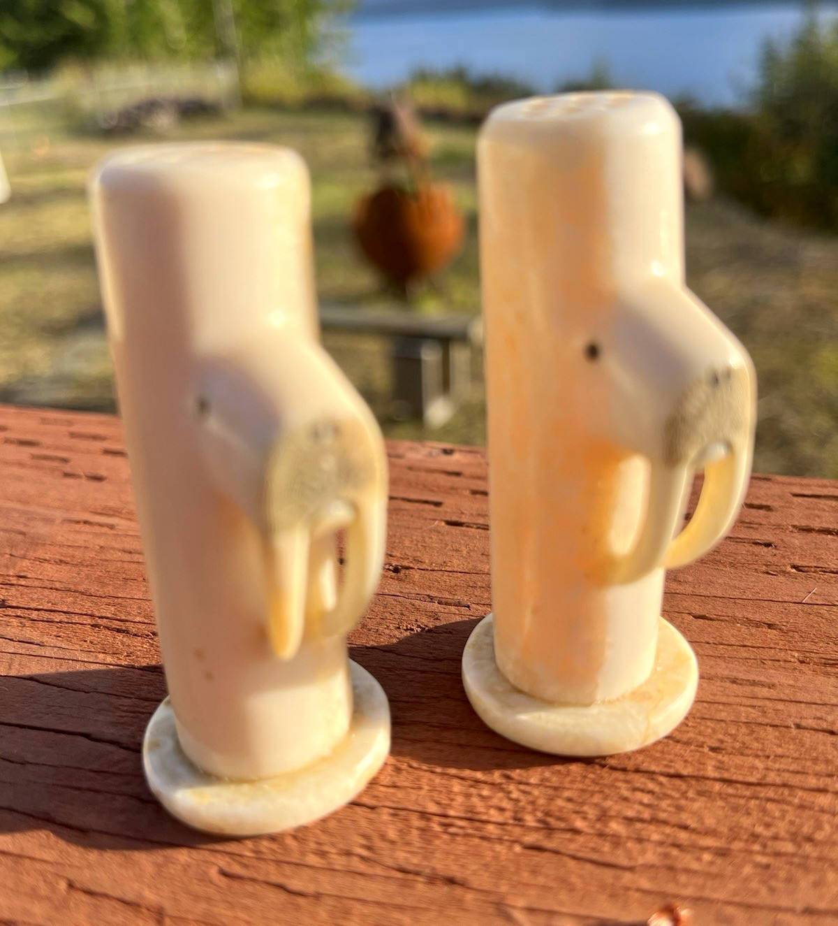 Vintage Alaskan Eskimo Stone Salt & Pepper Shakers Set, 2pc w/ Stoppers