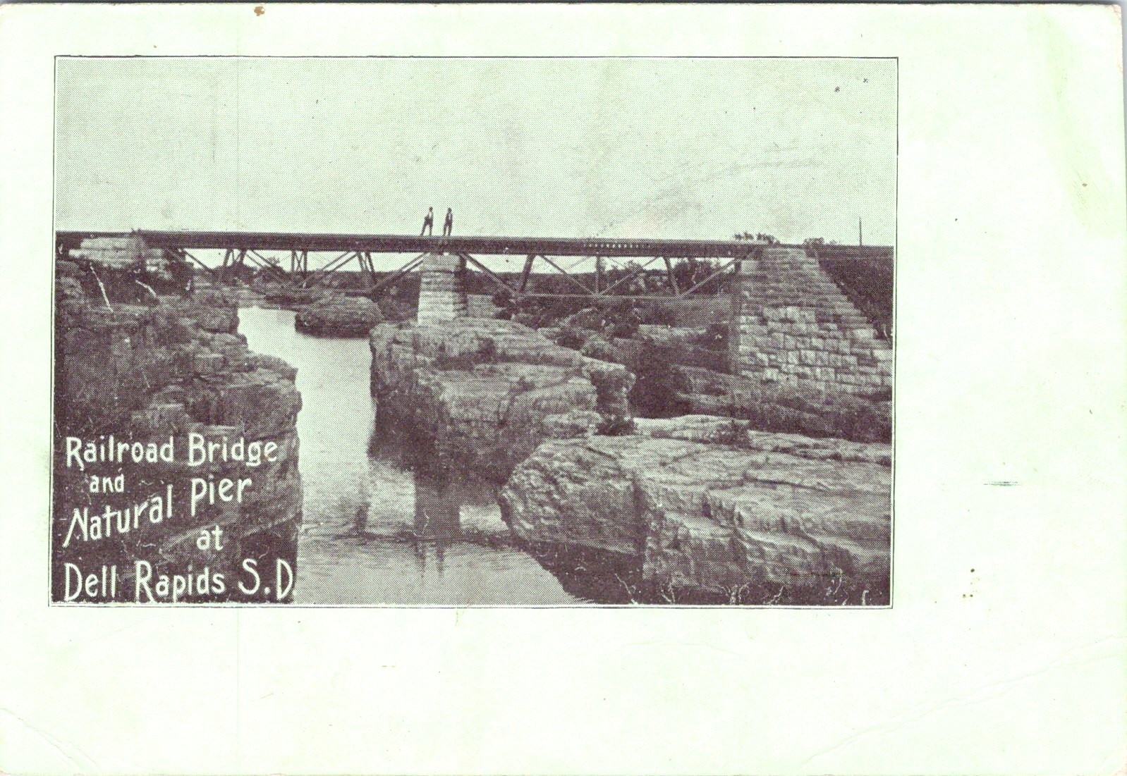 Dell Rapids SD South Dakota MEN On RAILROAD BRIDGE ca1900\'s Private Mailing Card
