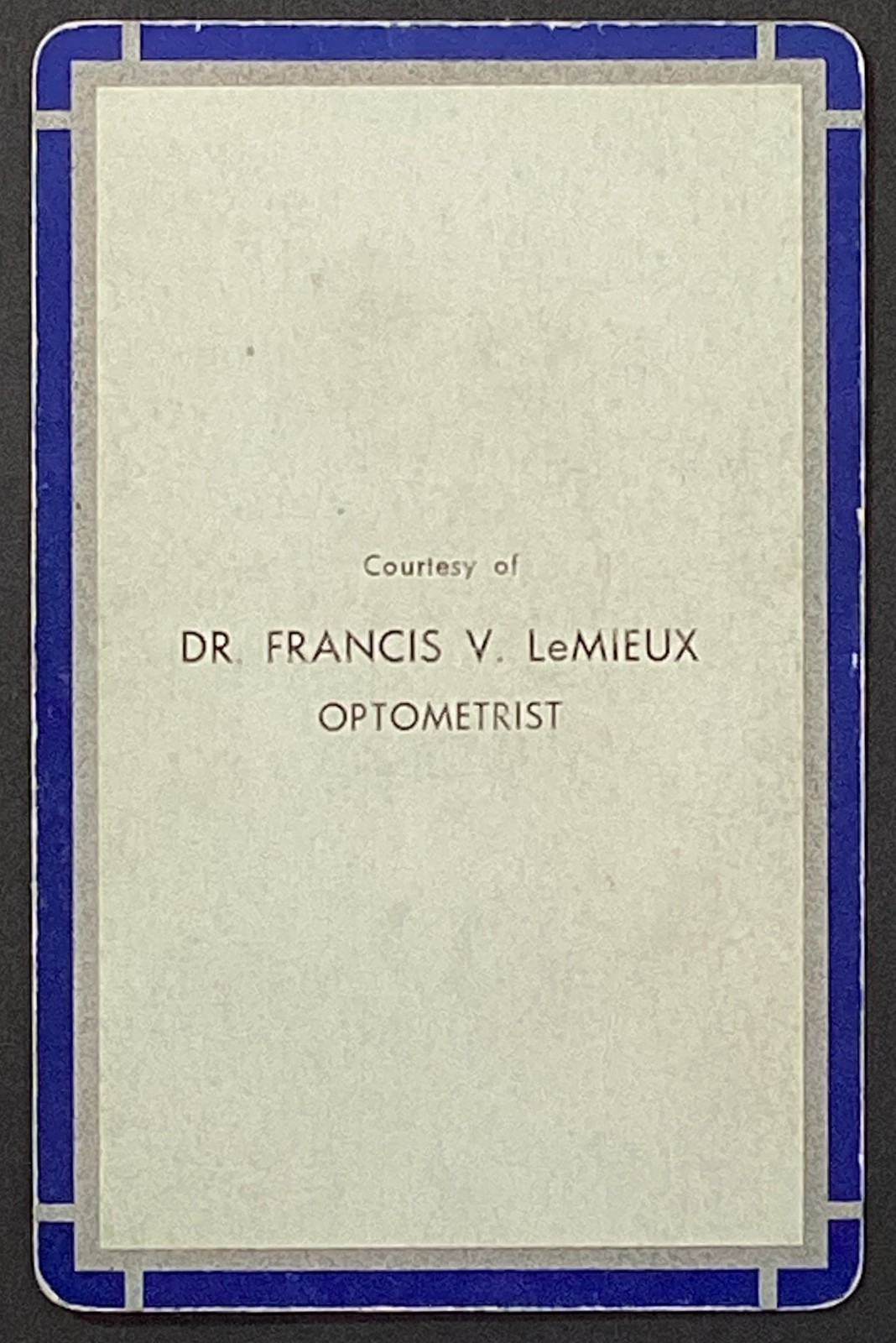 Dr. Francis LeMieux Optometrist Ad Vintage Single Swap Playing Card Joker
