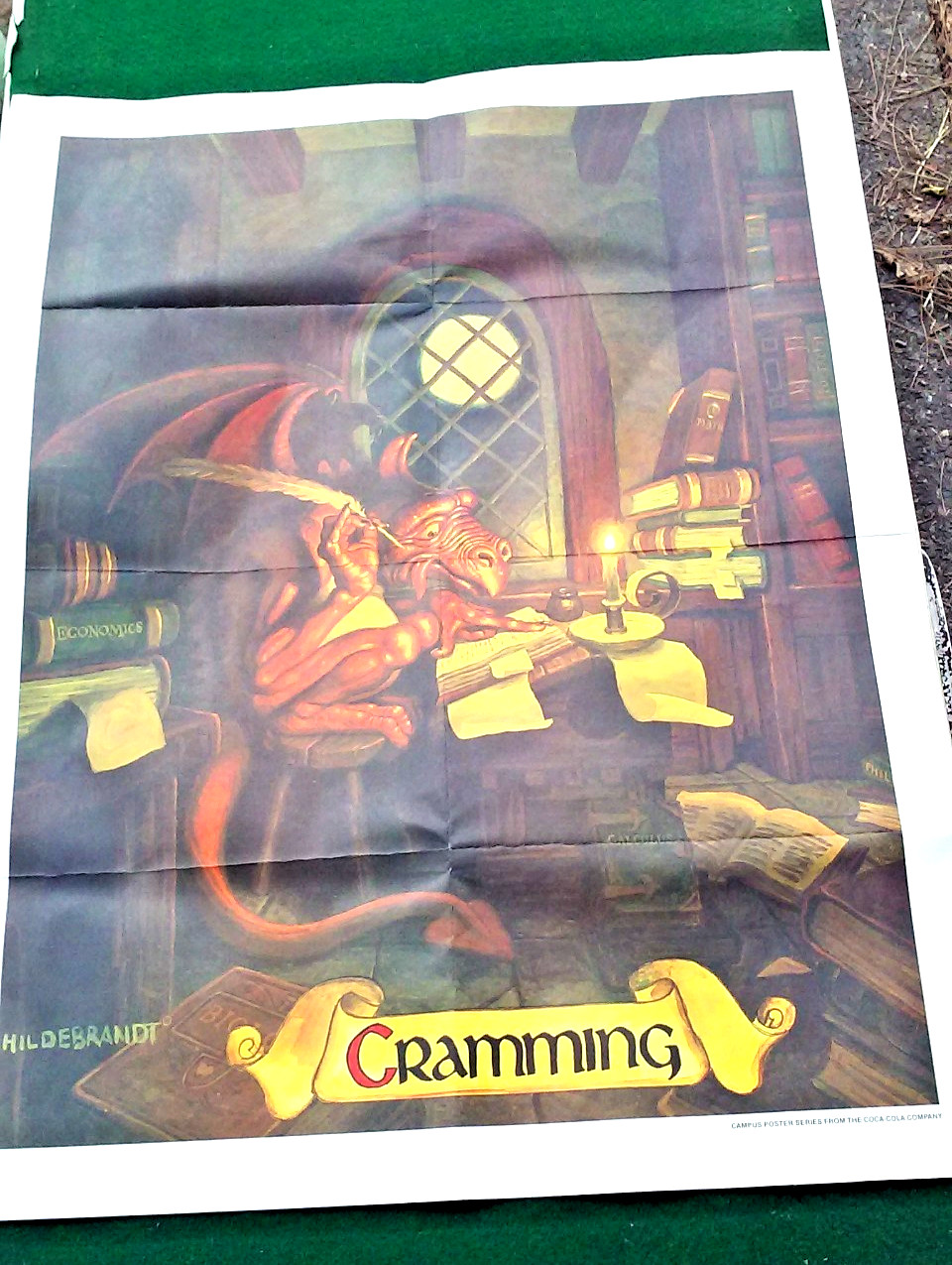 Art Poster 1970\'s Hildebrandt Cramming Gargoyle Fantasy College Campus Coca Cola