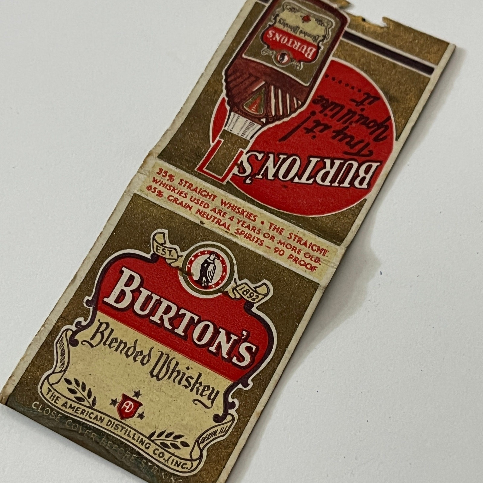 Burton's Blended Whiskey Vintage Matchbook Cover MB60-5