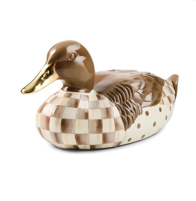 MacKenzie-Childs Mocha Check Mallard Duck Figurine