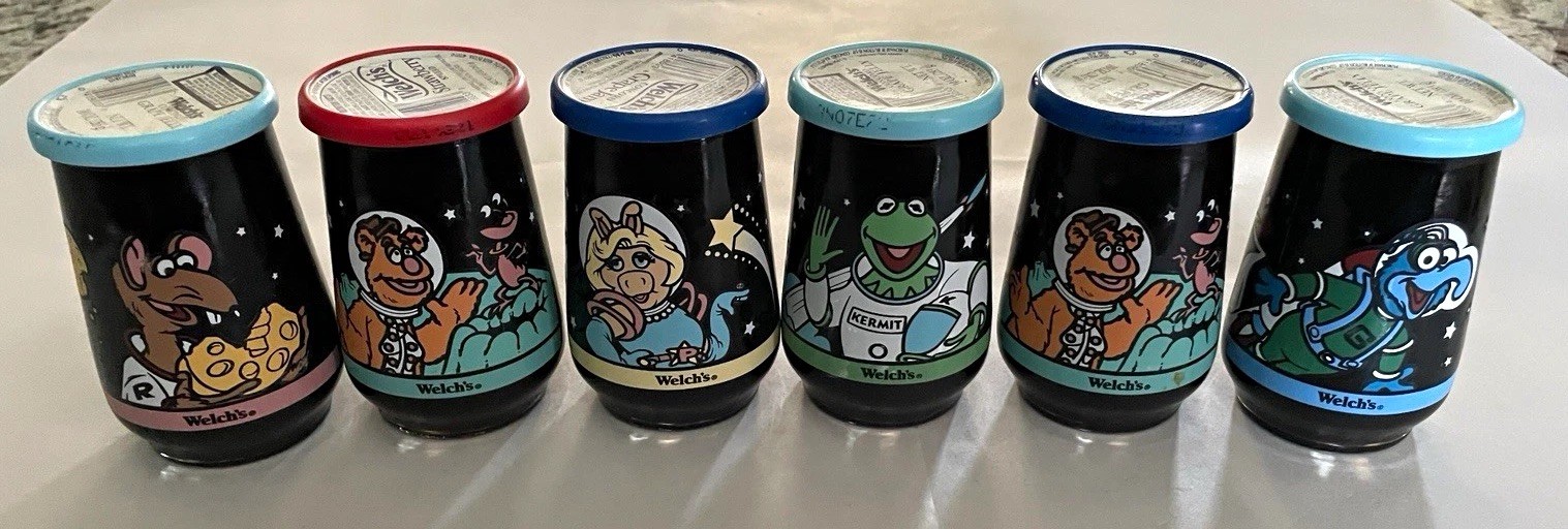 Welch\'s The Muppets in Space Collectible Jelly Jar Glasses Set of 6