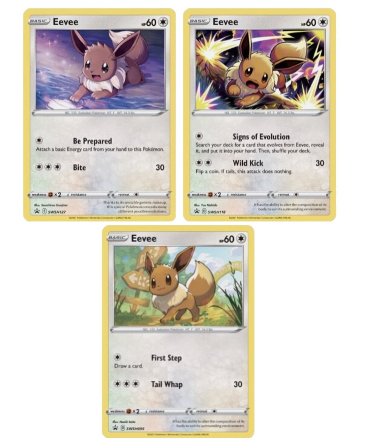 Pokemon TCG Eevee Black Star Promo Holo Cards Pack of 3 SWSH127 SWSH118 SWSH095