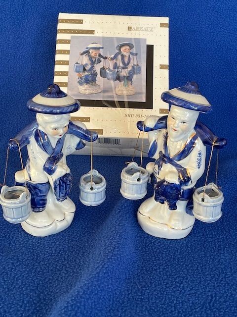 Chinese fisherman figurines. hand painted. fine porcelain. New with box. 1989