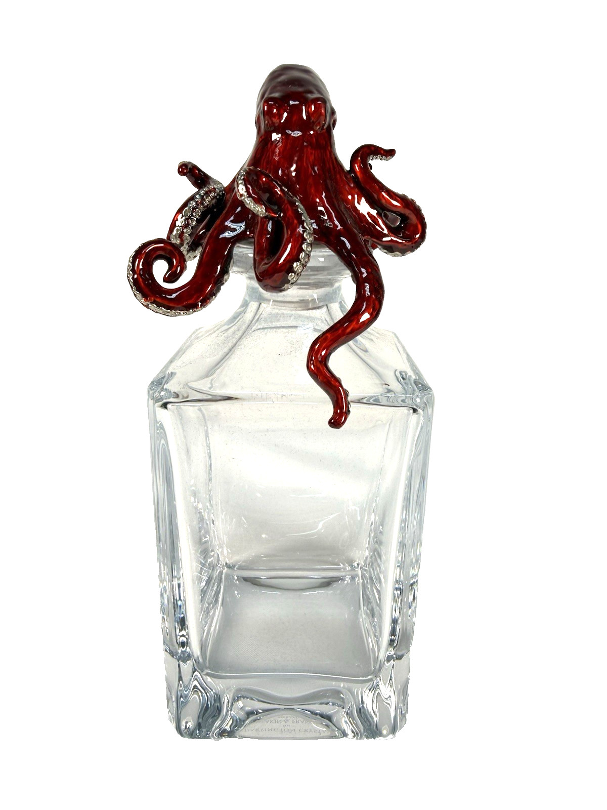 Deakin & Francis Solid Sterling Silver Red Octopus Crystal Decanter RARE Authent Deakin & Francis Solid Sterling Silver Red Octopus Crystal Decanter RARE Authent