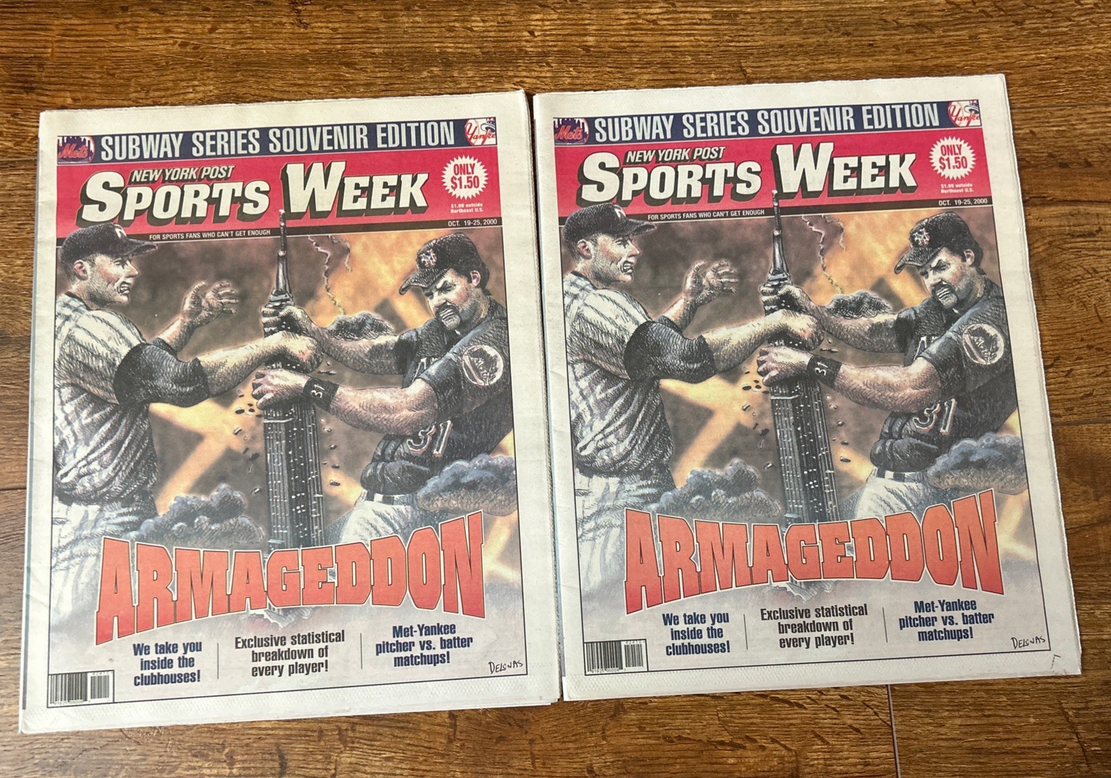 2000 NY Post Newspaper Yankees - Mets - Subway Series Souvenir Edition Lot of 2