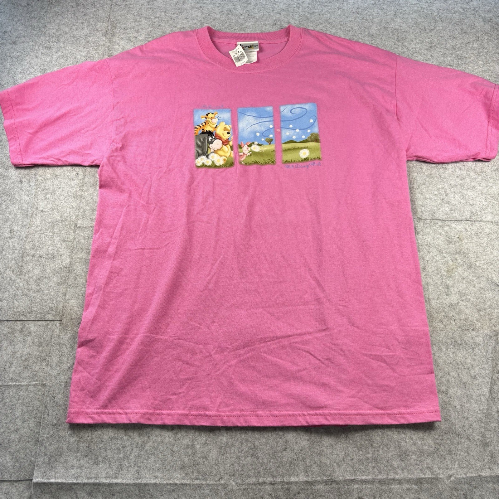 Vintage Deadstock Walt Disney World Winnie The Pooh Pink Tee T-Shirt XL NWT