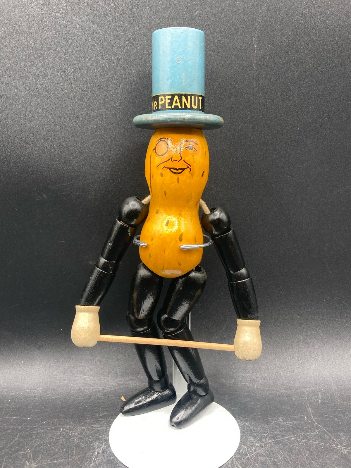 Antique 1930\'s Wooden Articulated Mr. Peanut Advertising Figure