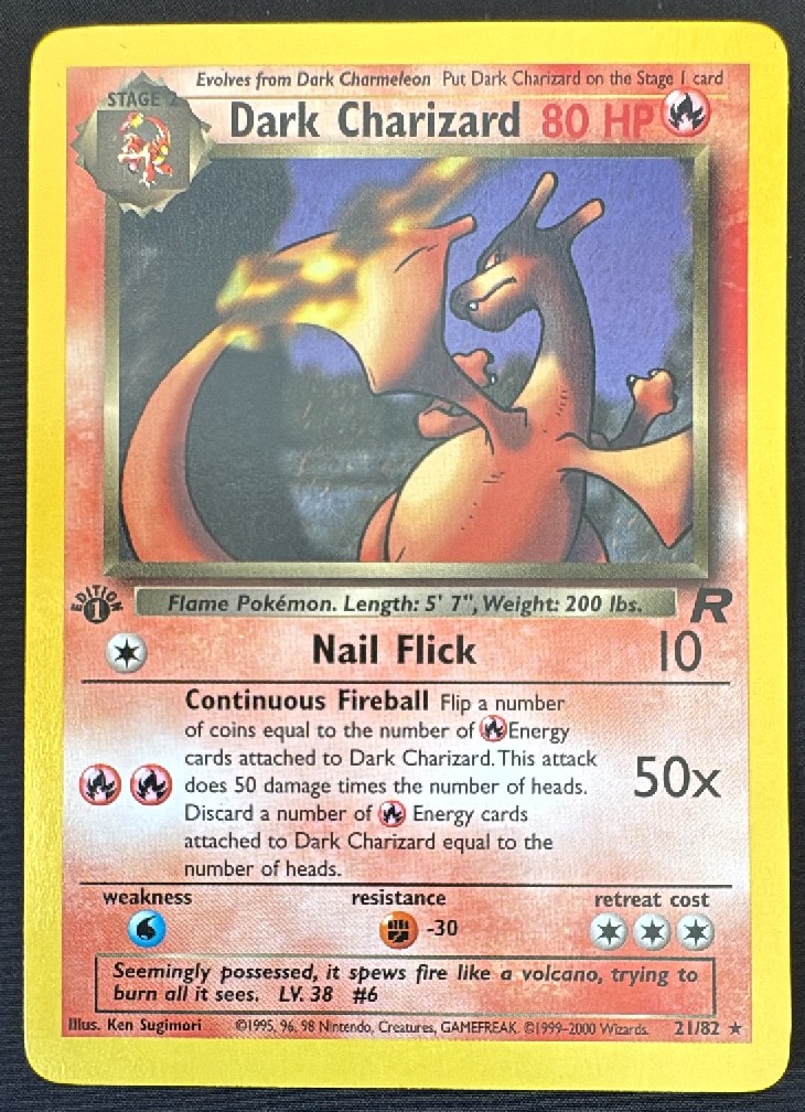 2000 Pokemon Team Rocket Dark Charizard 21/82 1st Edition Non-Holo