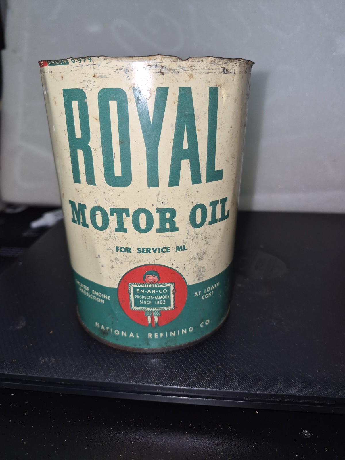 Vintage Enarco Royal Motor Oil Can Quart Empty