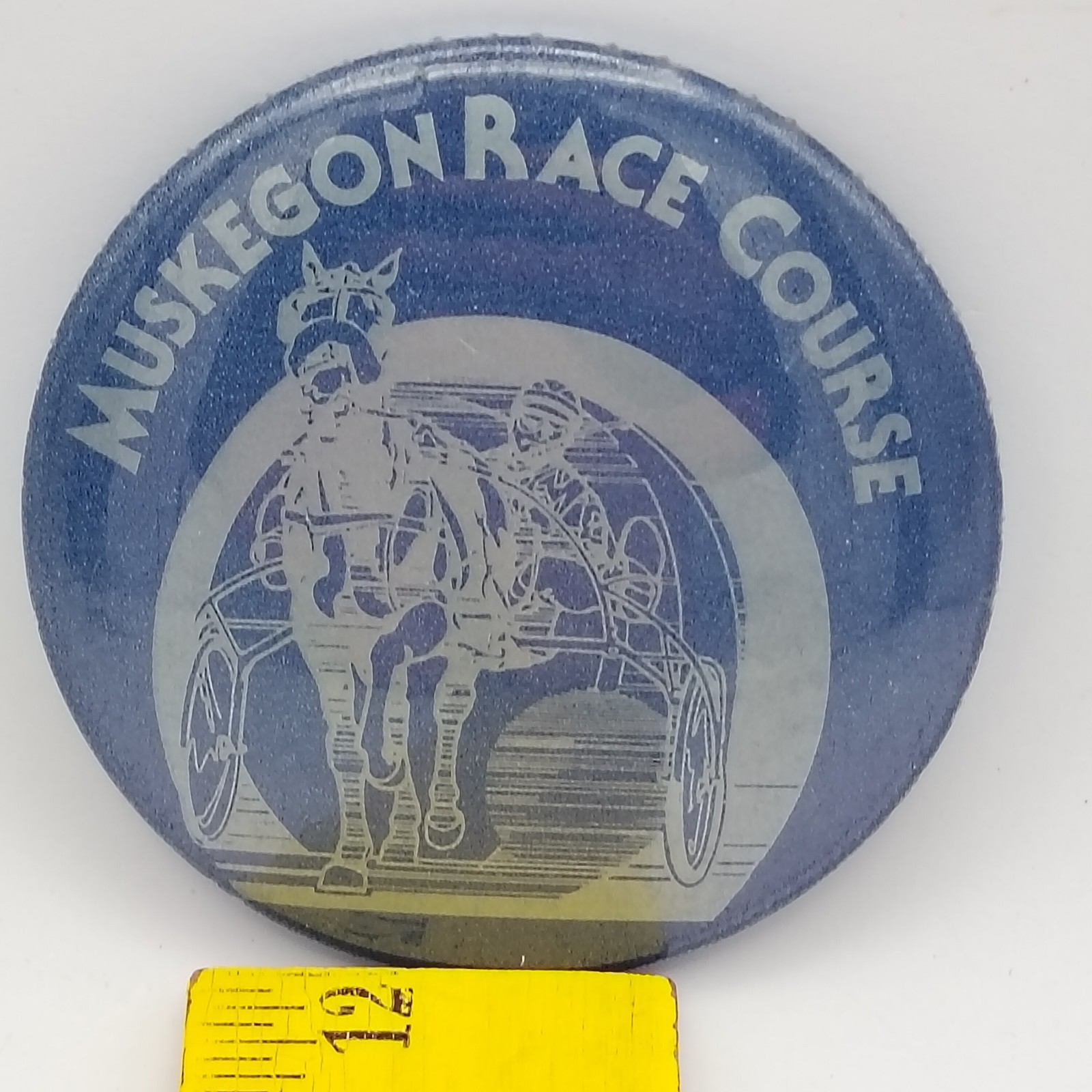 Vintage Pinback Button Muskegon Race Course Horse Racing Souvenir Pin Michigan