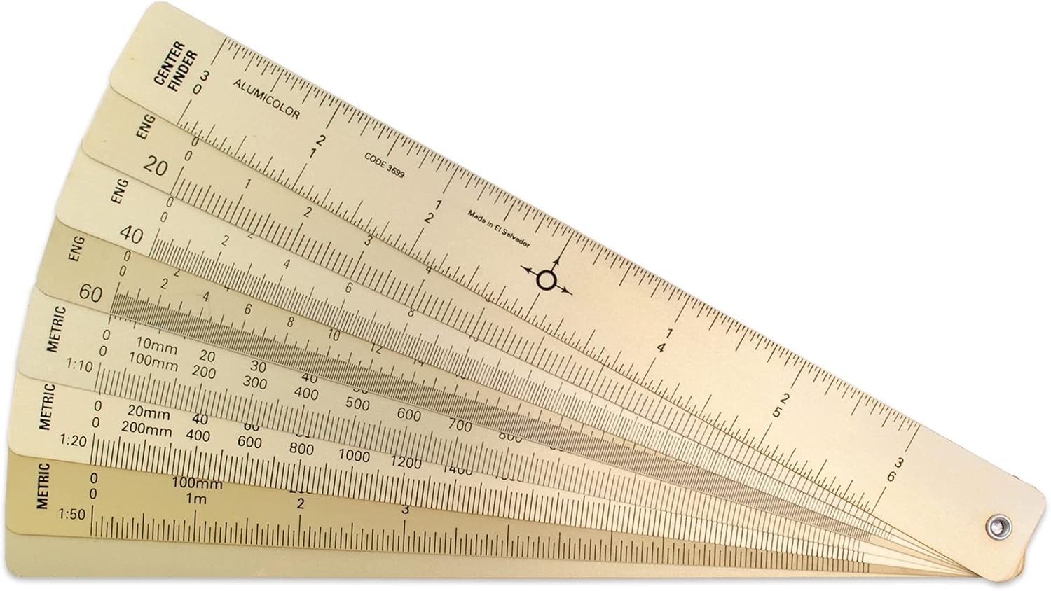 Aluminum Multi Function Drafting Scale 6 Inch Architect Engineering Ruler