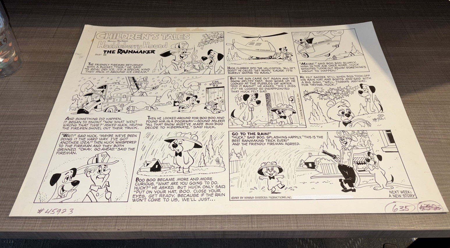 1969 Hanna Barbera’s Huckleberry Hound Children’s Tales Story Board Art