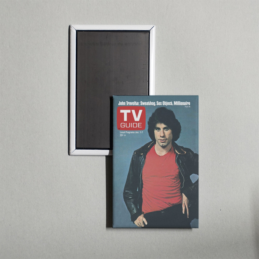 TV Guide 01-01-1977 - John Travolta of Welcome Back, Kotter Fridge Magnet