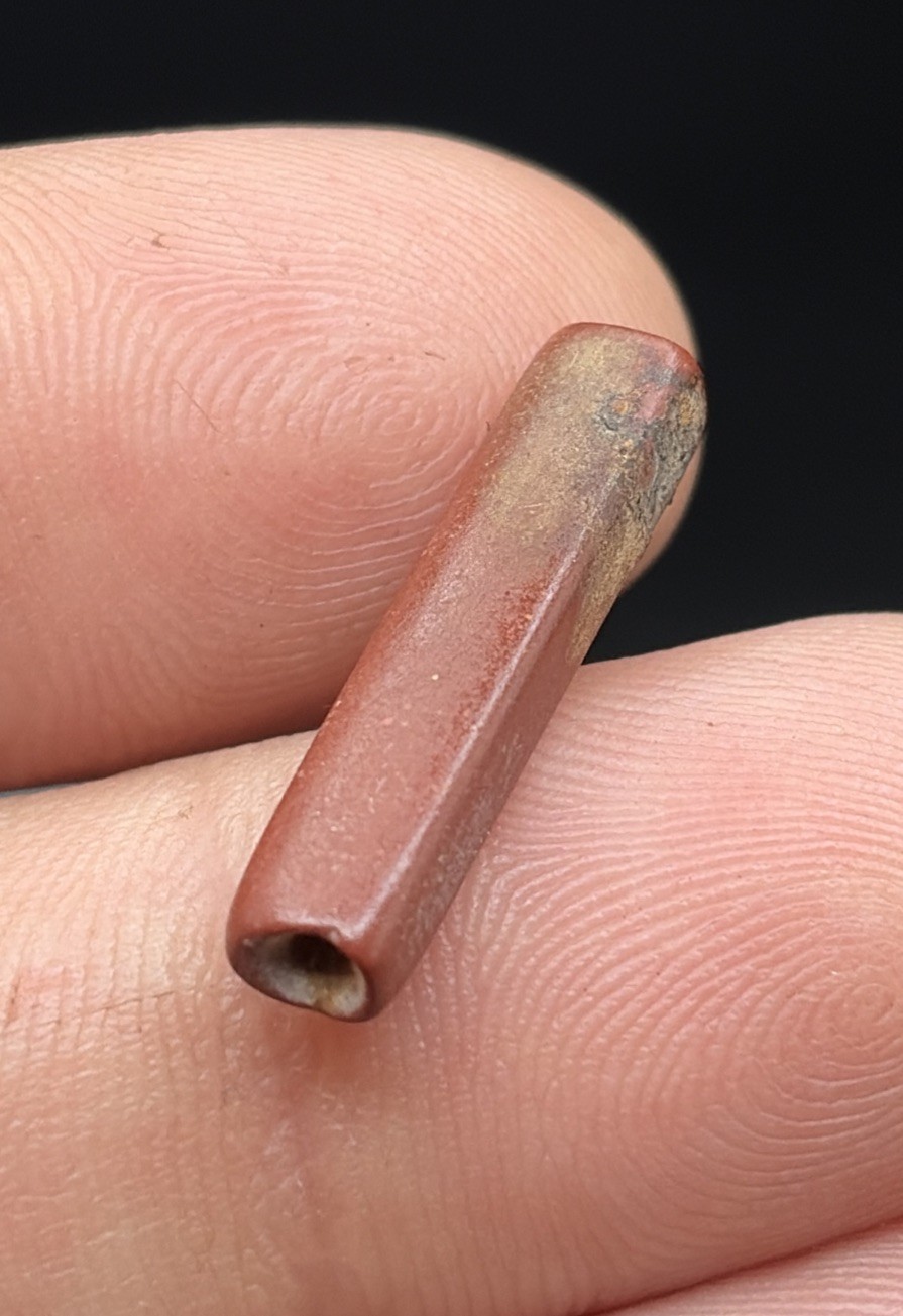 WOW RARE 1720s FUR TRADE CATLINITE BEAD-PA Arrowhead-NY-TOWNLEY REED-IROQUOIS