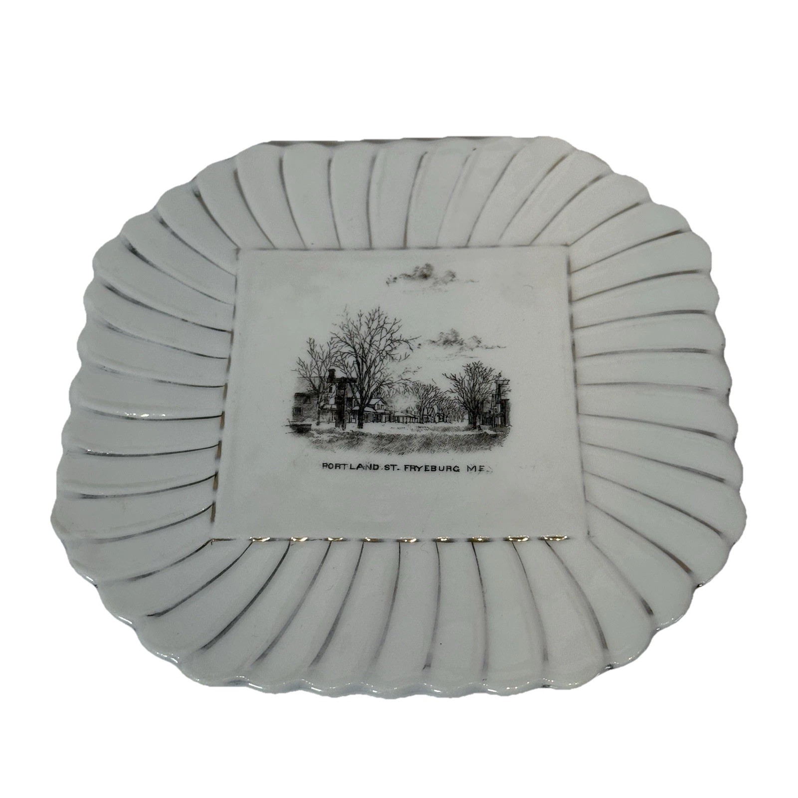 FRYEBURG MAINE ME Antique PORTLAND ST. Souvenir JT WHITMERE China Dish Plate