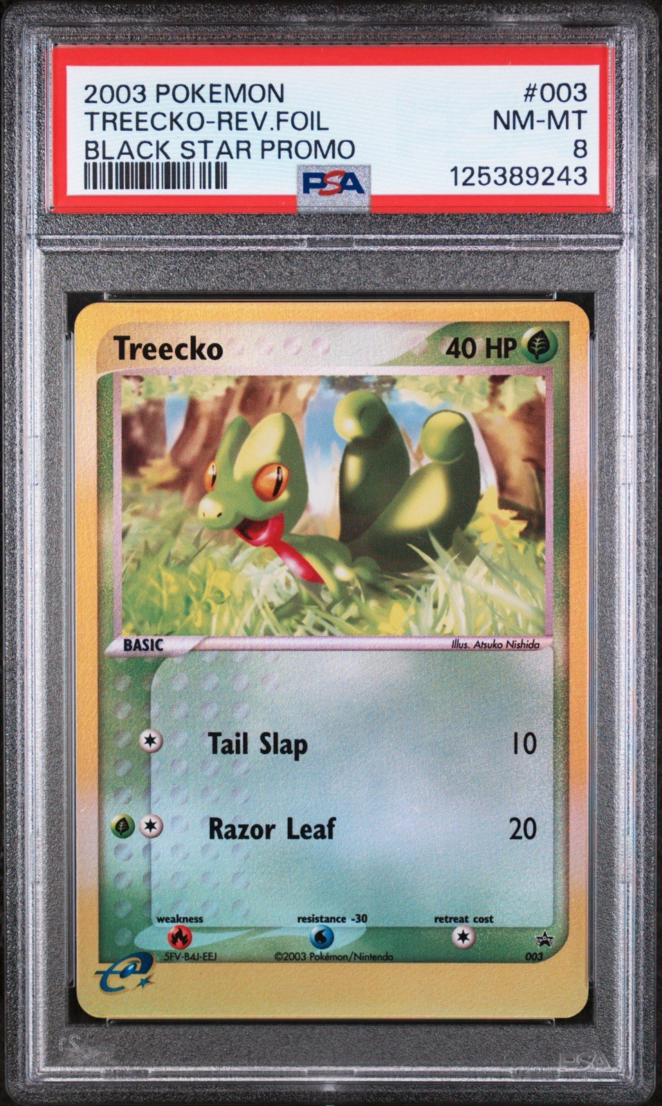 2003 POKEMON BLACK STAR PROMO #003 TREECKO REVERSE FOIL PSA 8