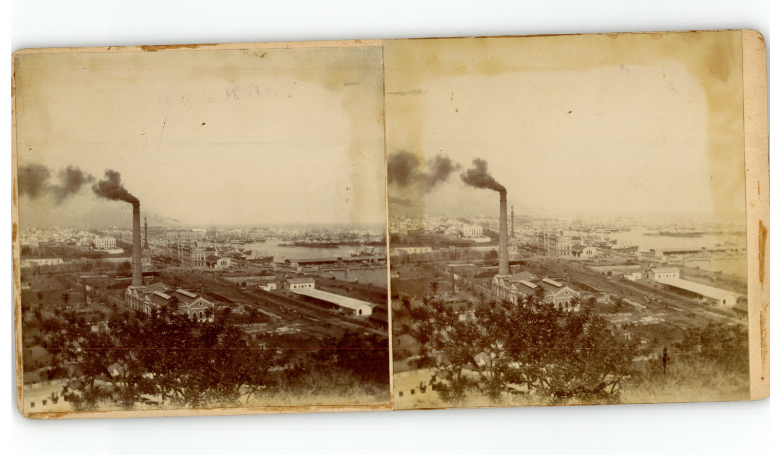 Spain, Barcelona, Panorama taken from Montjuïc, ca.1890, Stereo print of'