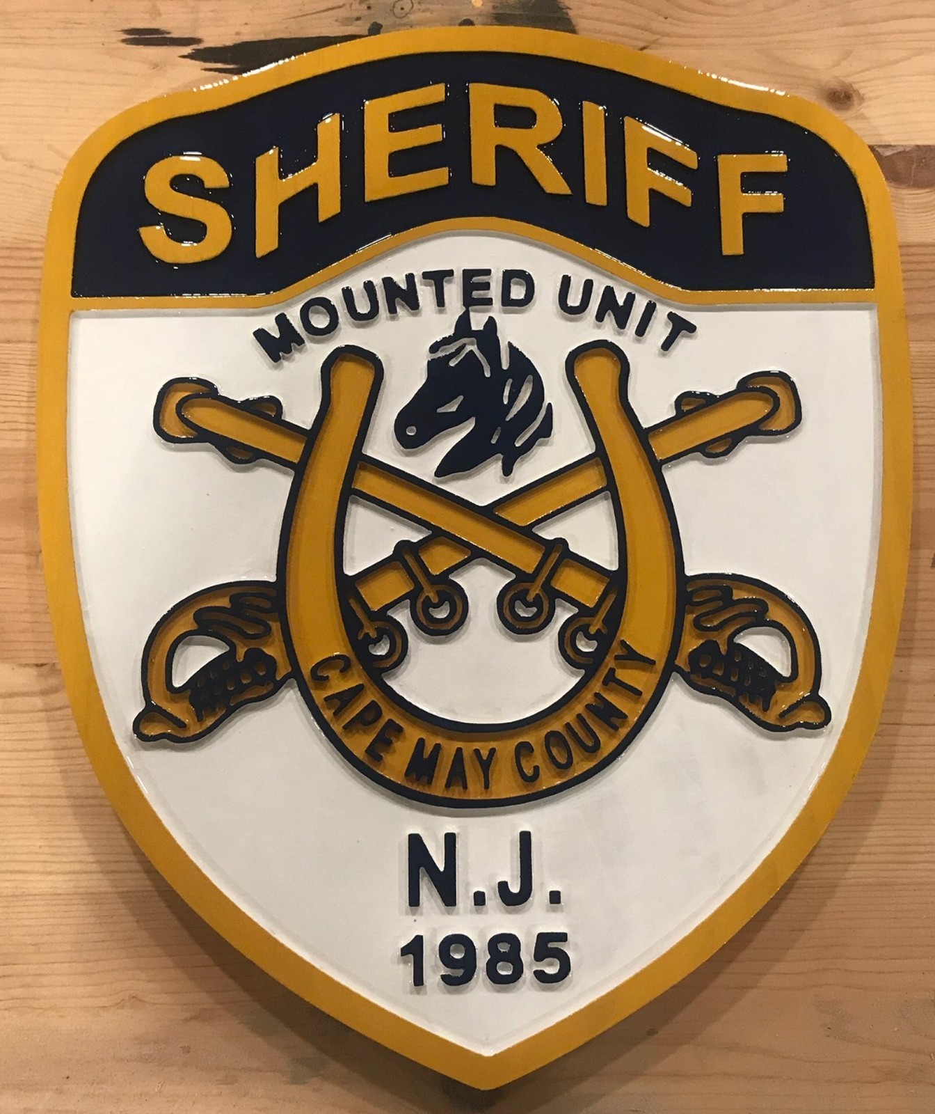 Police New Jersey Cape May Mounted 3D routed carved  patch plaque sign Custom