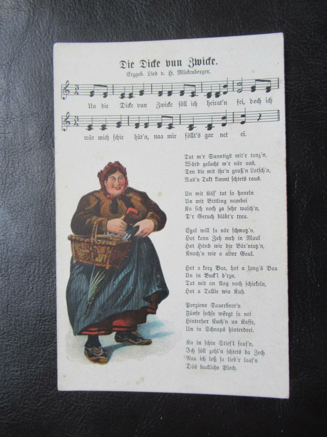Postcard The Fat Man Vun Pinch Song Card