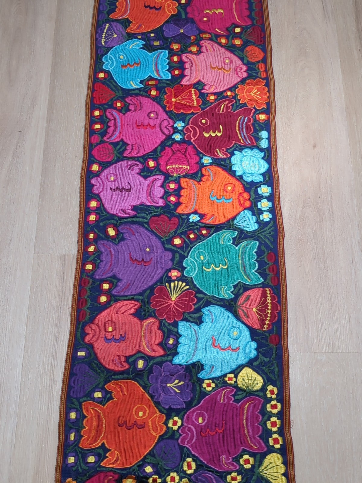 Mexican Embroidered Table Runner Chiapas Hand Made 17\