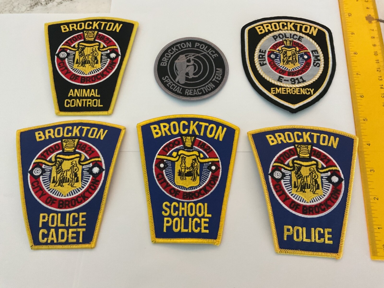 Brockton Police Massachusetts collectors patch set 6 pieces full size new