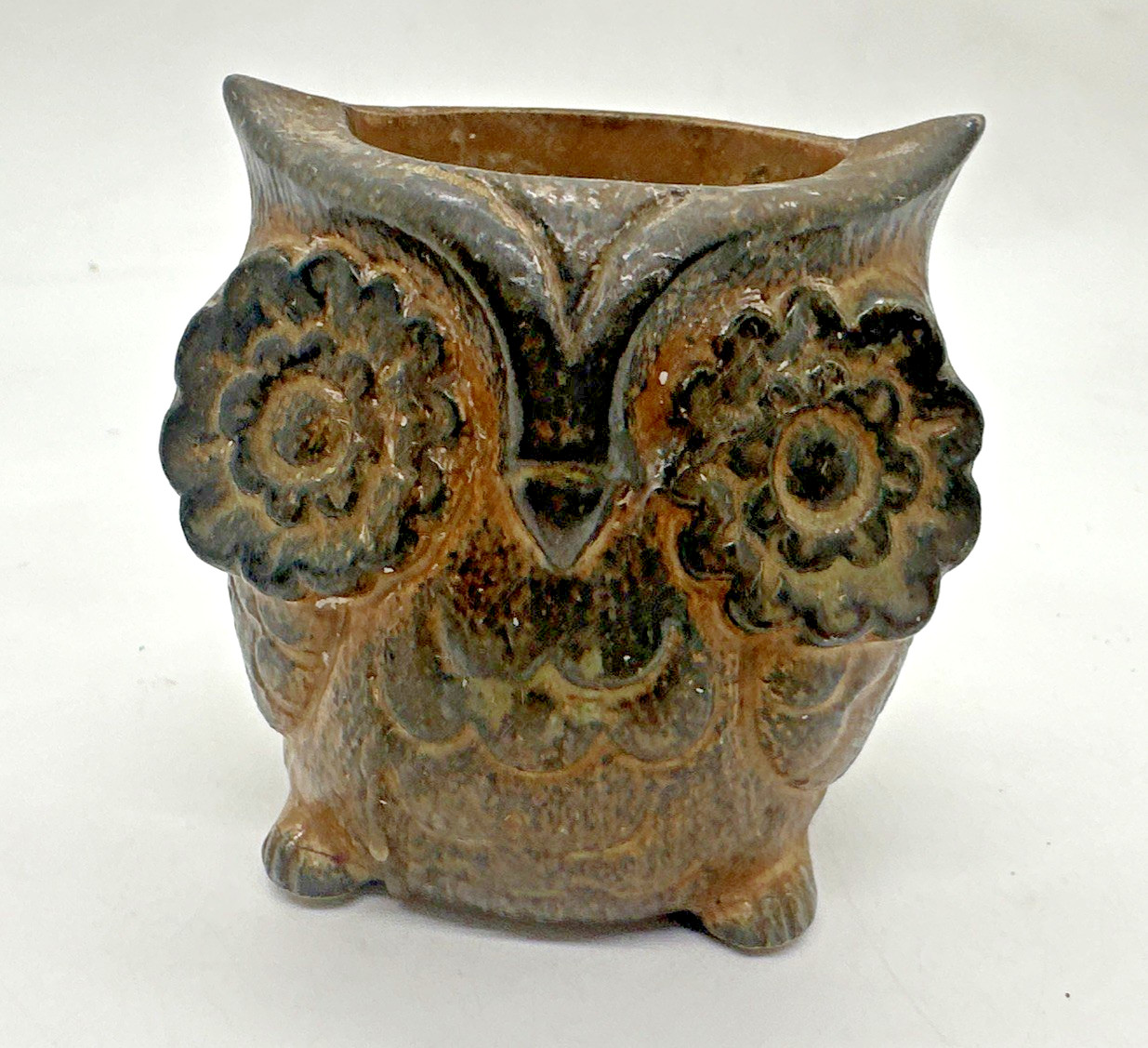 Vintage Takahashi Brown Owl Votive Tea Light Candle Holder 2.75\