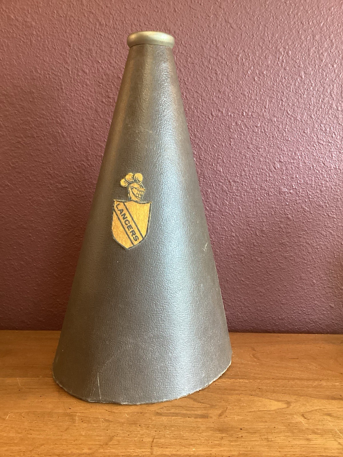 Vintage 1960’s Cheerleader Megaphone Textured Brown Fiberboard/Lancers/Massac IL