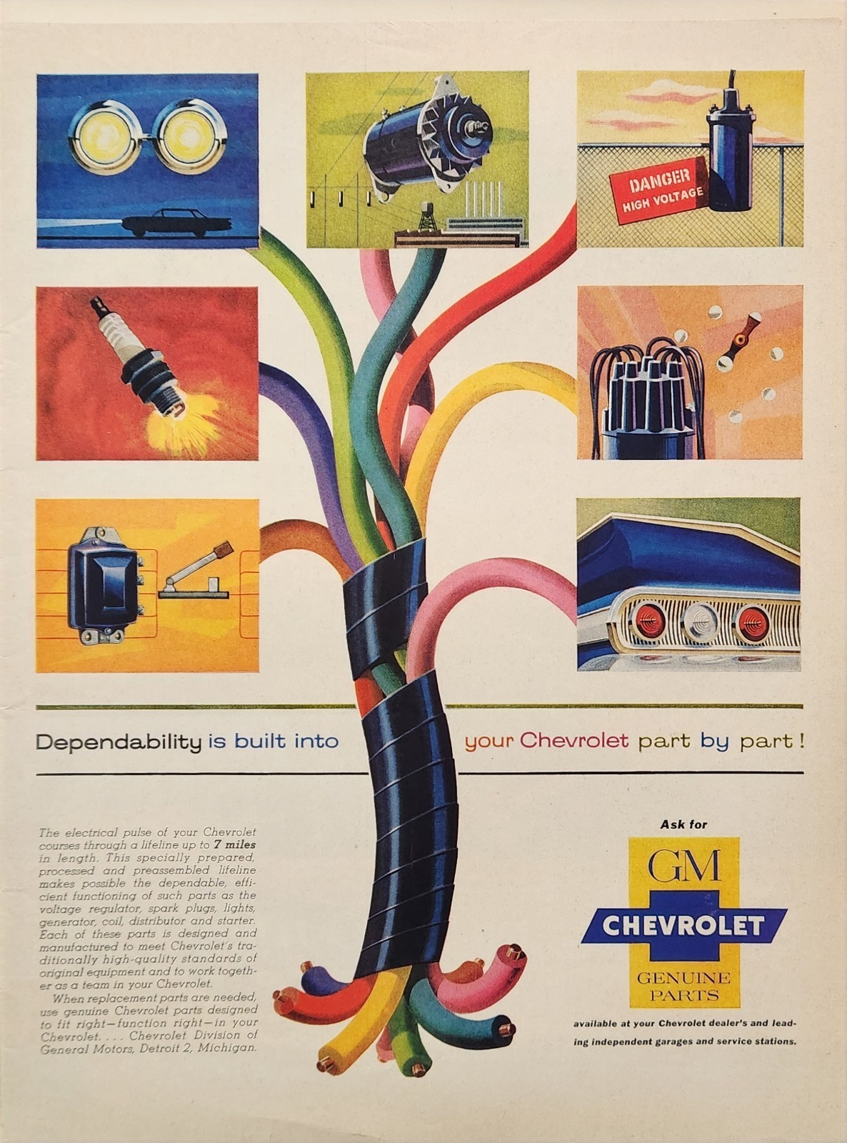 1960 Chevy Genuine Parts Print Ad Wall Art Decor Ephemera