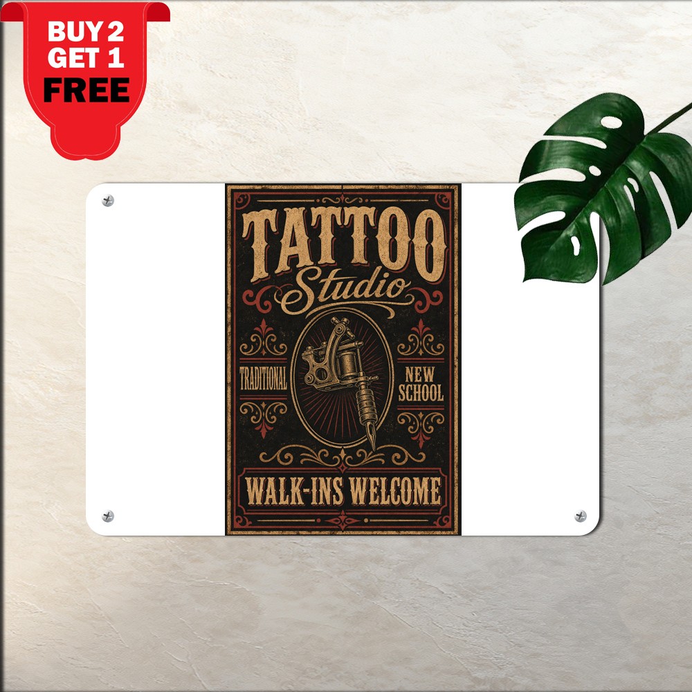 Vintage Tattoo Parlor Studio Tin Sign Retro Body Art Salon Metal Plaque 8x12