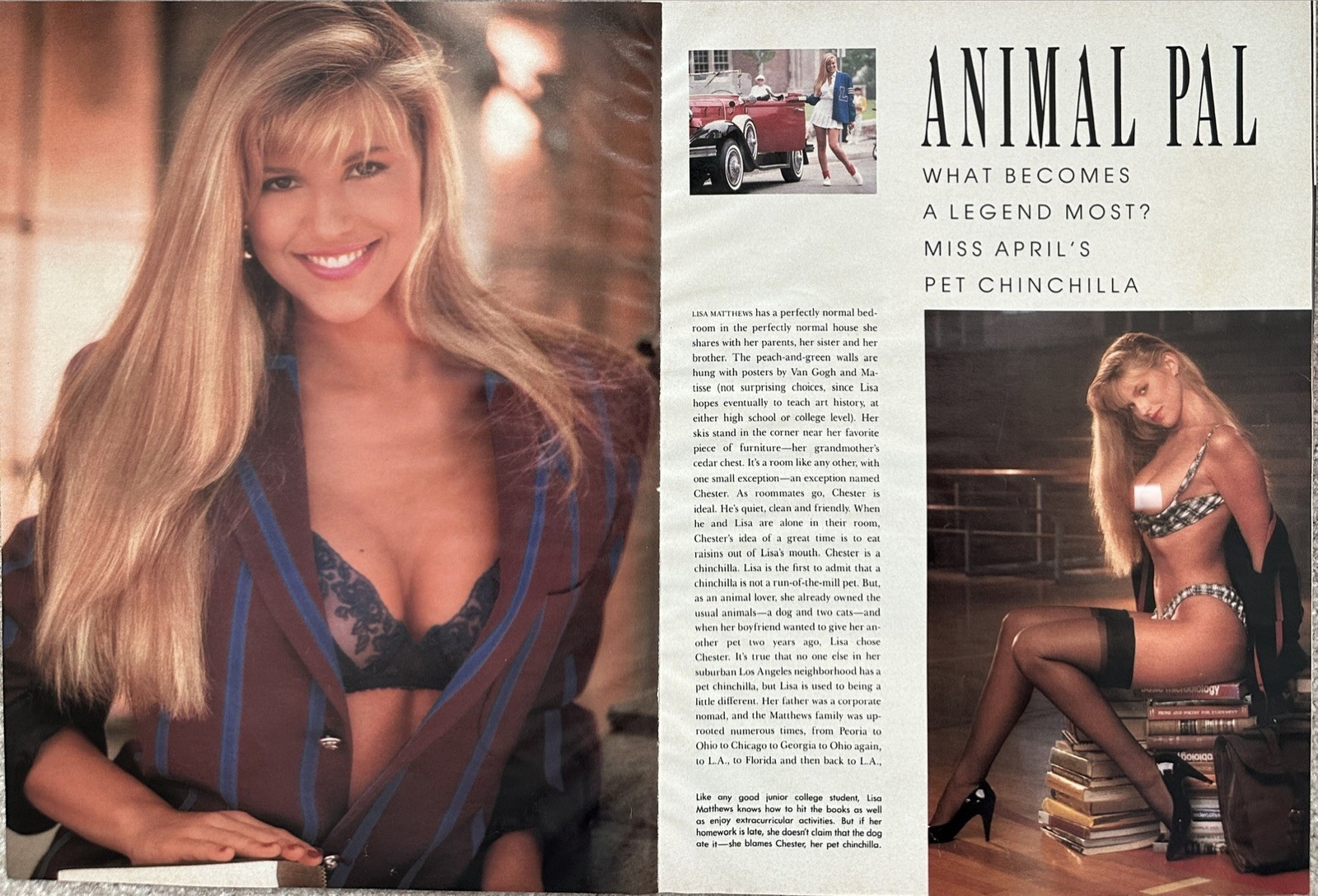 Playboy PICTORIAL ONLY Playmate Lisa Matthews April, 1990 7 Pages Near Mint
