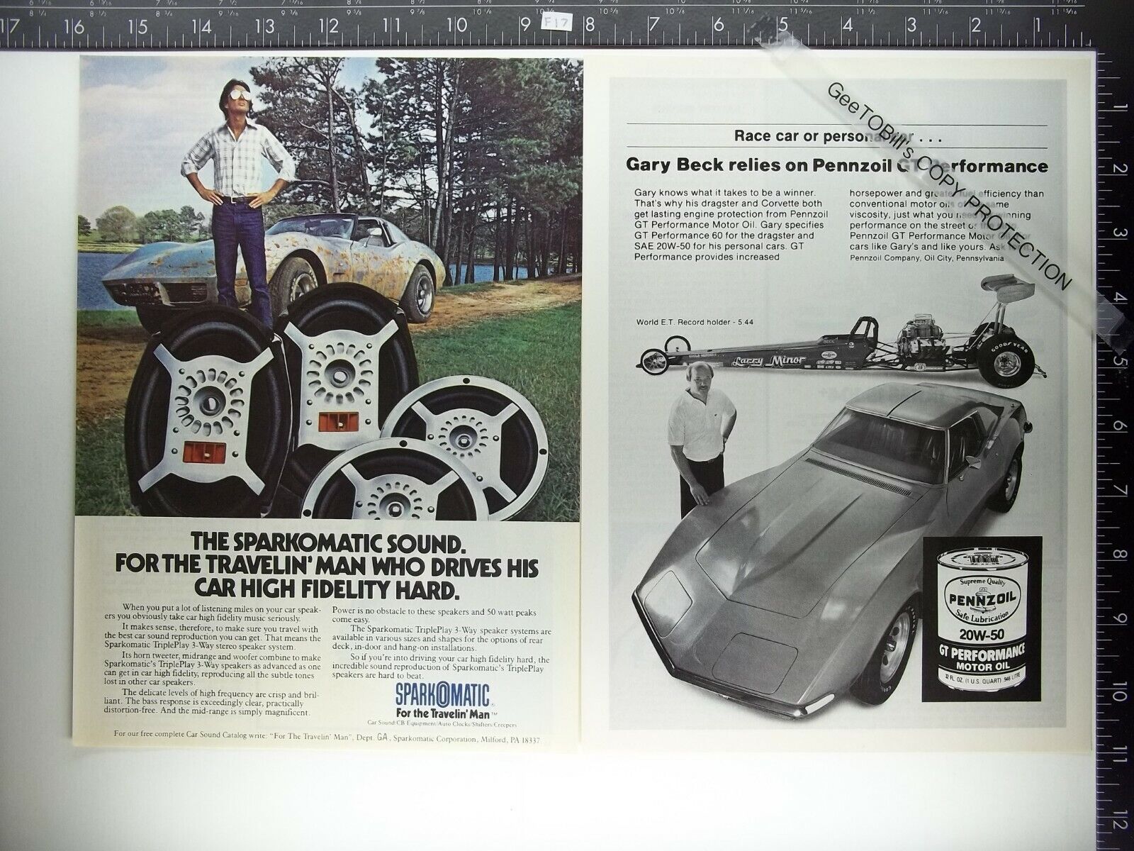 2AD 1978 Sparkomatic 6x9 speaker & Pennzoil GT performance oil Corvette 73 74 77