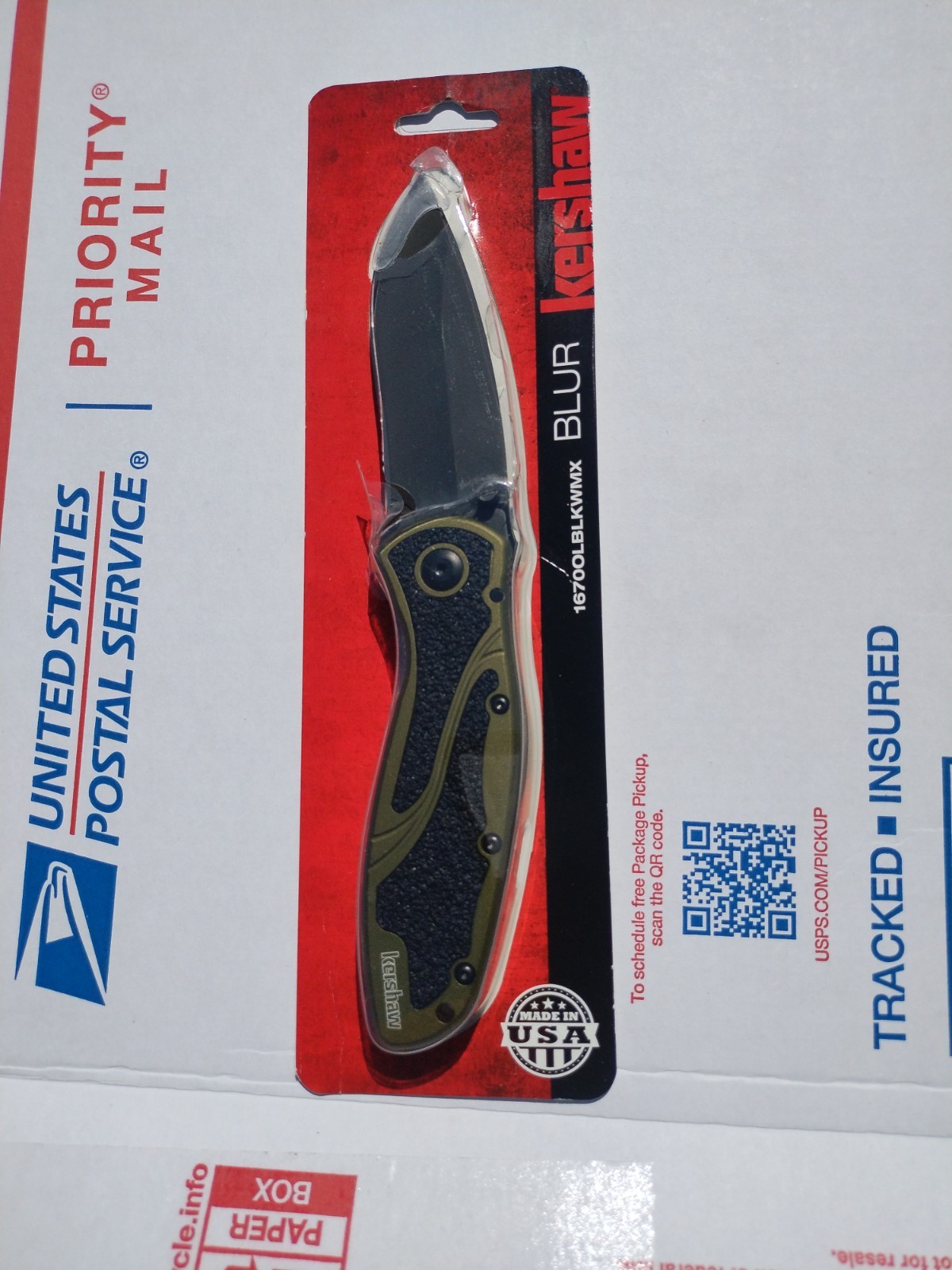 AUTHENTIC NEW In package Kershaw Olive Assisted Opening Blur 1670OL MADE U.S.A