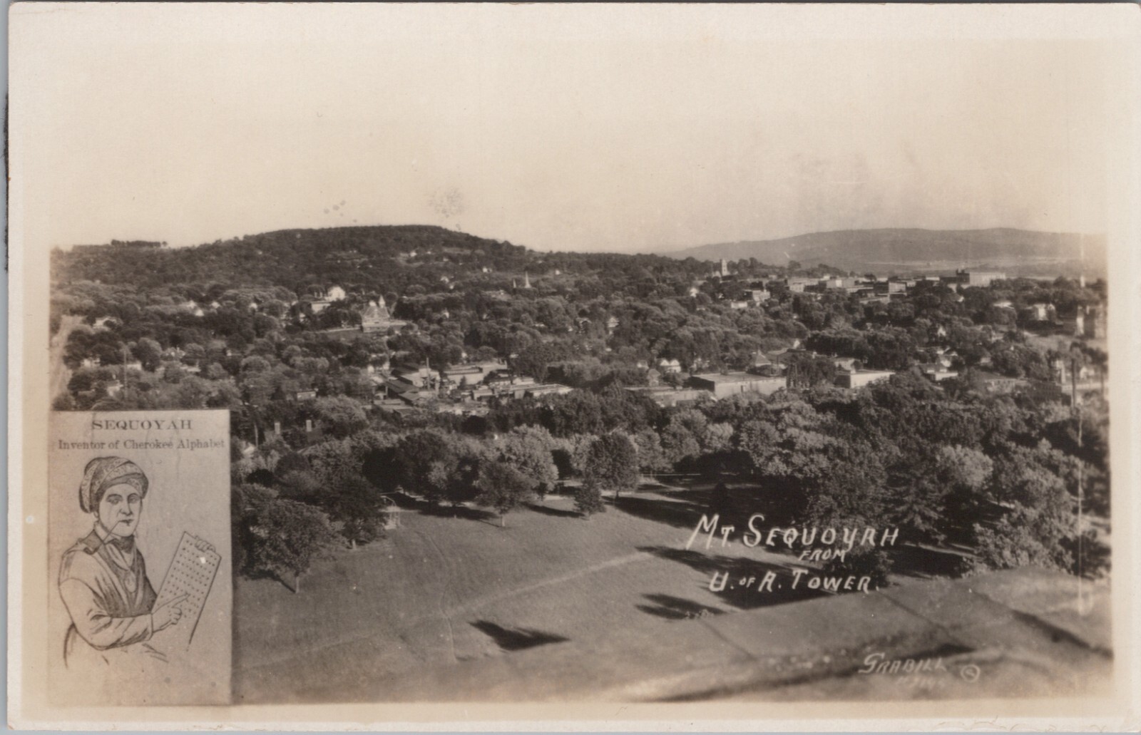 RPPC Postcard Arkansas AR Mt. Sequoyah Bird's Eye View c. 1924 Grabill photo