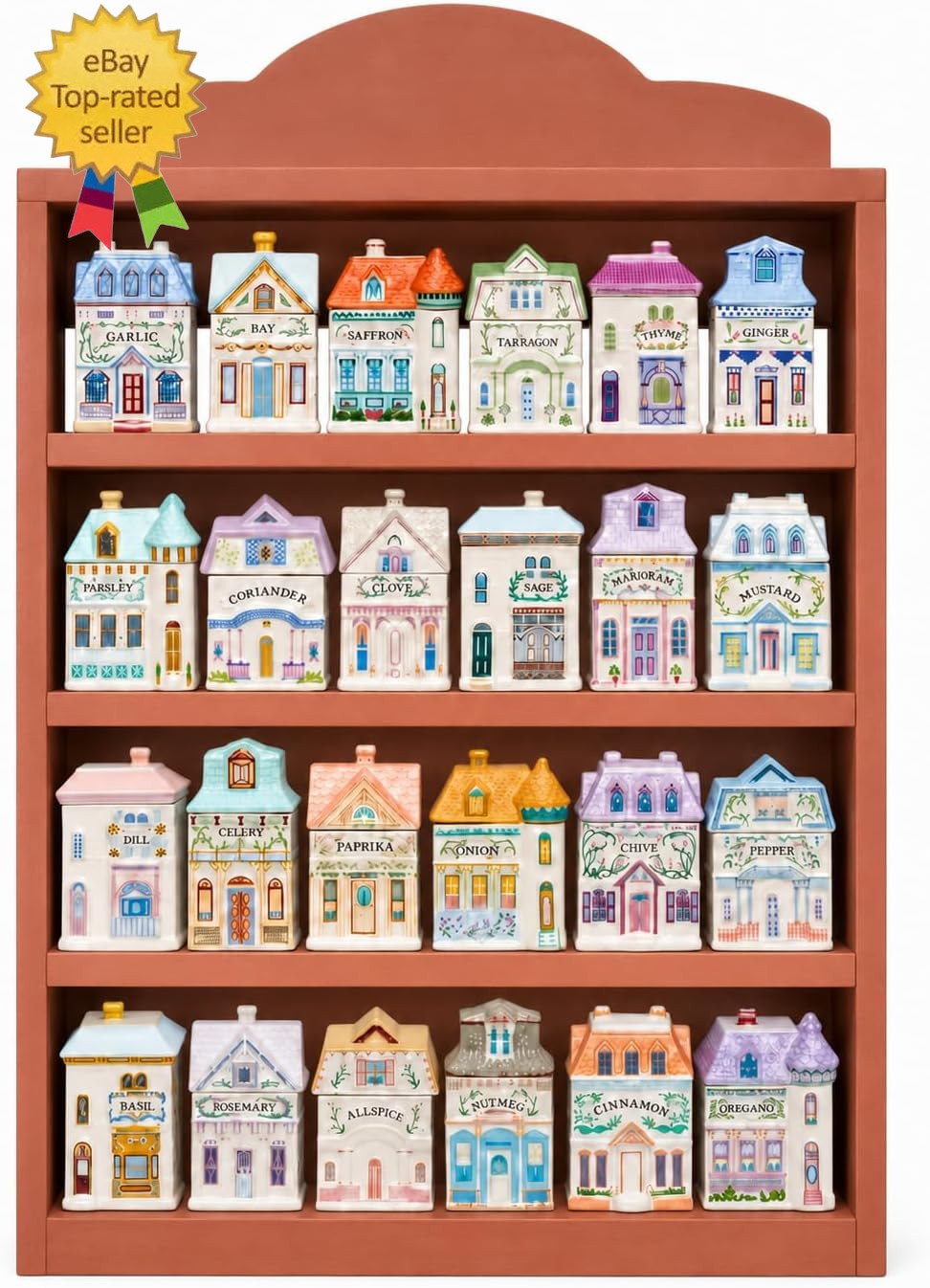 1989S Vintage Spice Village Wooden Rack - Village Spice House Wall-Mounted Displ