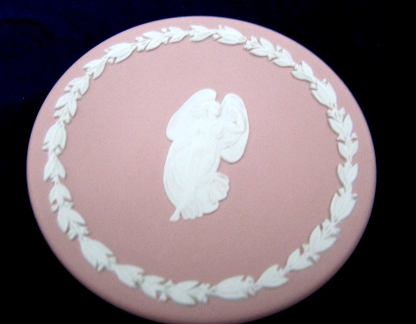 Vintage Wedgwood Pink Jasperware  Pin Tray Winged Figure Center