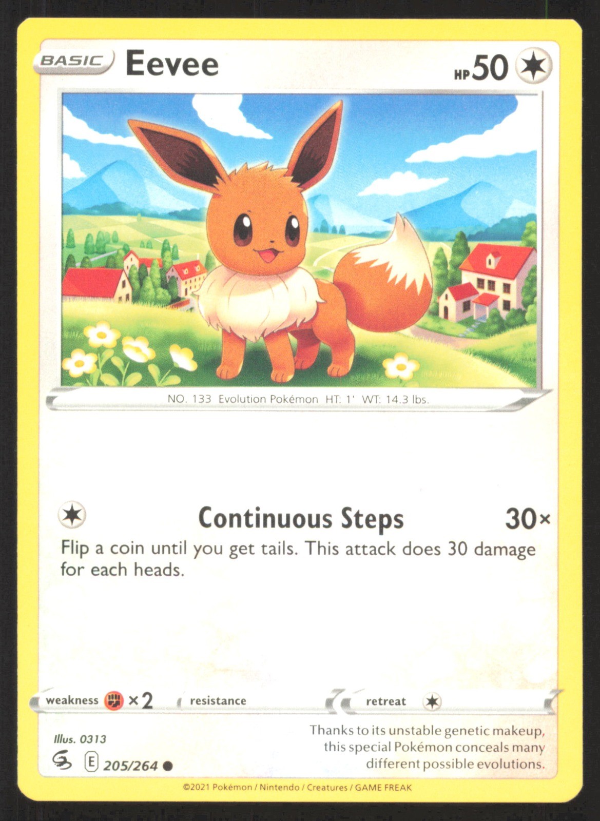 Eevee Common SWSH08: Fusion Strike 205/264 NM 0313