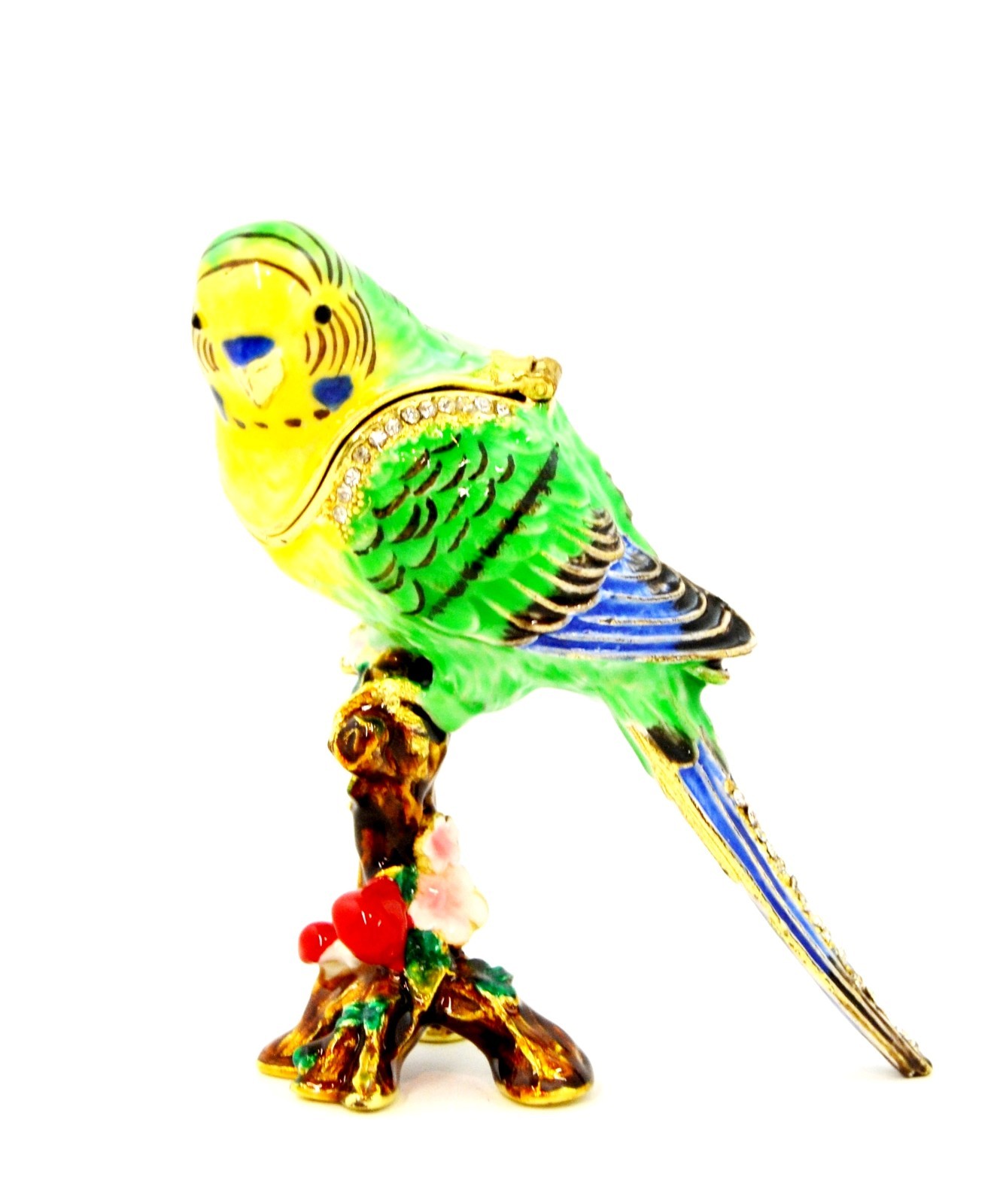 Ciel Jeweled Parakeet Trinket Box. Beautifully Made with Austrian Crystals