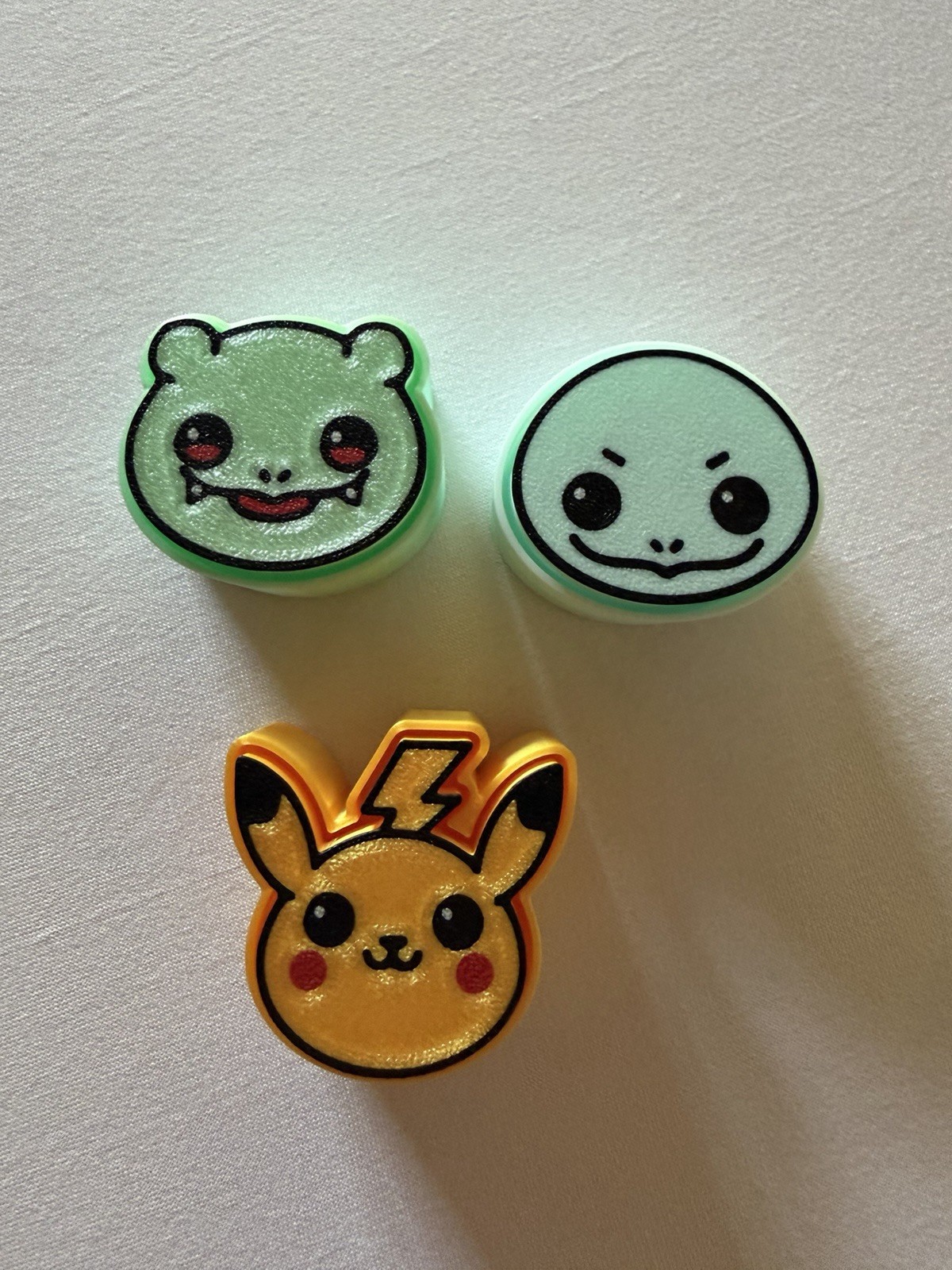 Pokémon Fidget Clicker Lot Of 3, Pikachu, Bulbasaur, Squirtle, Custom 3D Printed