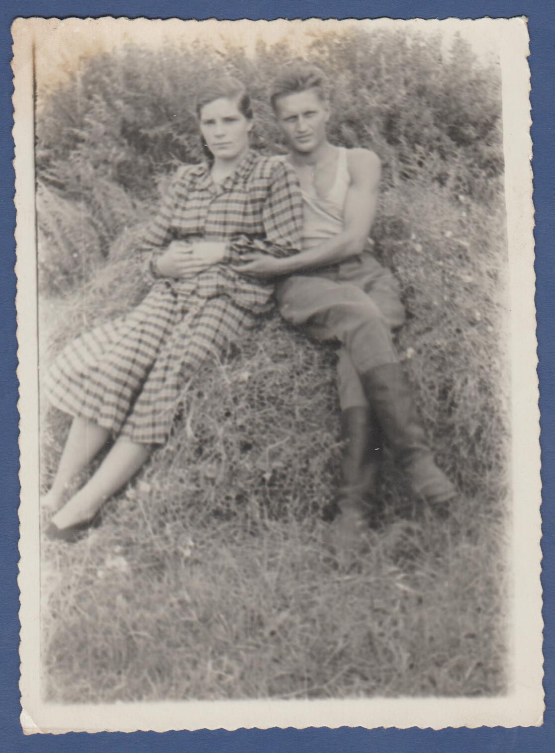 Beautiful Shirtless Guy with Boots Hugging Girl Soviet Vintage Photo USSR