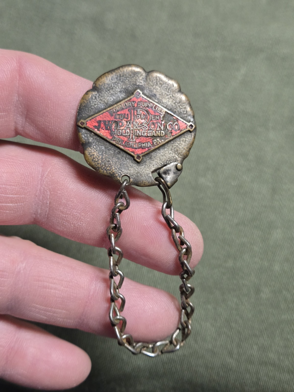 Rare Vintage Advertising Key Ring Tag Fob 1907 J.W Paxon Co Phila Philadelphia