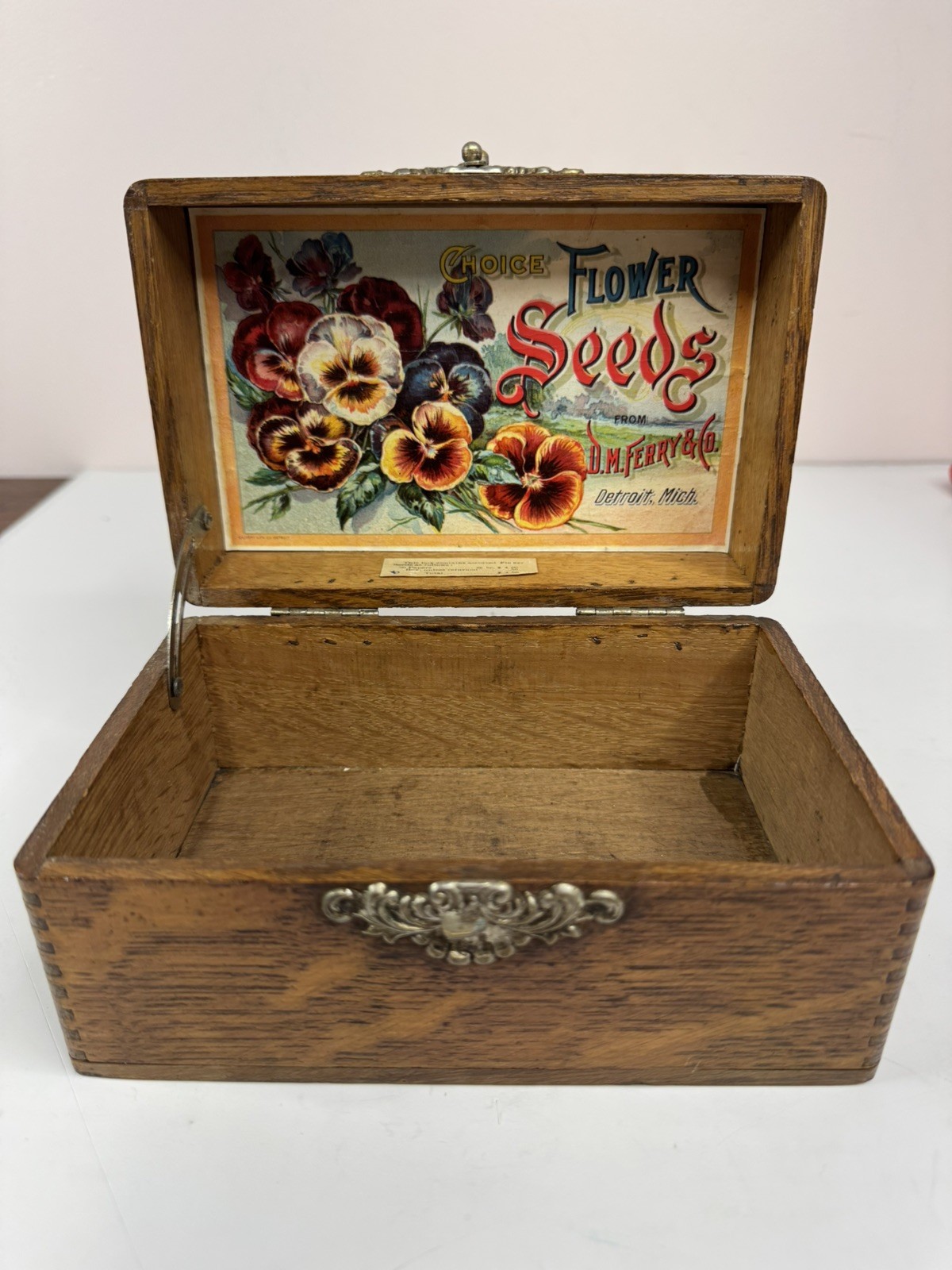 Antique Vtg Choice FLOWER SEEDS Box, D.M Ferry, Advertising Has Original Receipt