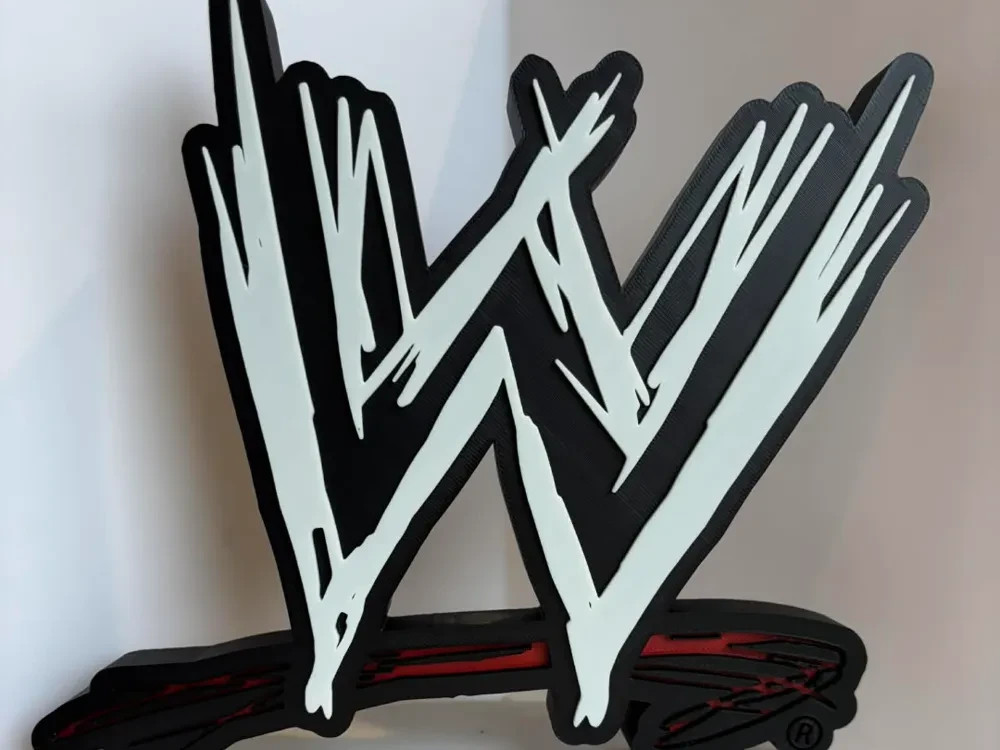3D Printed WWE Wrestling Logo Display Standing Sign 12IN
