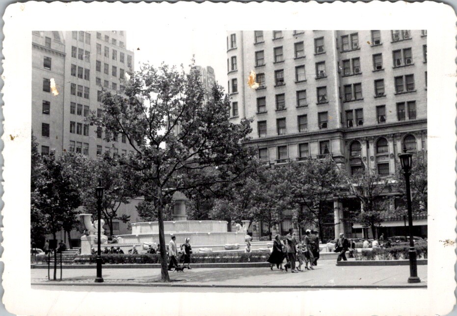 1950 Grand Army Plaza Pulitzer Fountain NYC Plaza Hotel Photo Snapshot