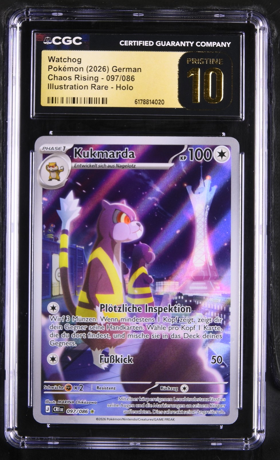 Pokemon Watchog CGC Pristine 10 Chaos Rising DE