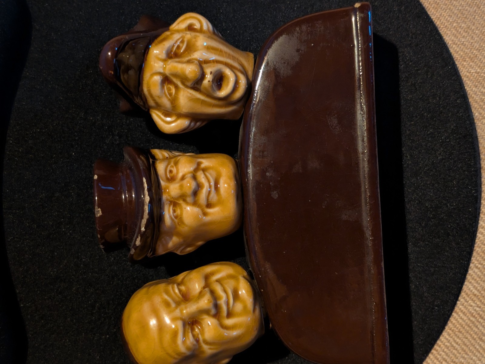 Vintage 1950s Ceramic Bottle Stopper Set - \